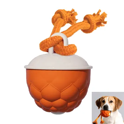 Produktbild von Interaktives Hundespielzeug, Berührungsaktivierter Hüpfball mit Seil, USB-aufladbar, quietschendes Hundespielzeug, interaktives Hundespielzeug