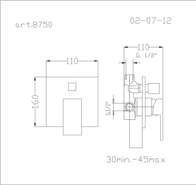 Produktbild von Demm Badewannenarmatur Loba Unterputz mit Umstellung chrom 8750, 36646.002.C