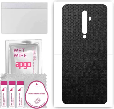 Produktbild von apgo Rückseite Schutzfolie, Skin, kompatibel mit Oppo Reno2 F, Hinten Displayschutzfolie aus Vinylfolie, kratzfest, einfache Montage - Schwarze Honigwabe