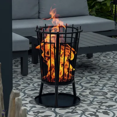 Produktbild von HI Feuerkorb mit Funkenschutz Schwarz 40 x 61 cm