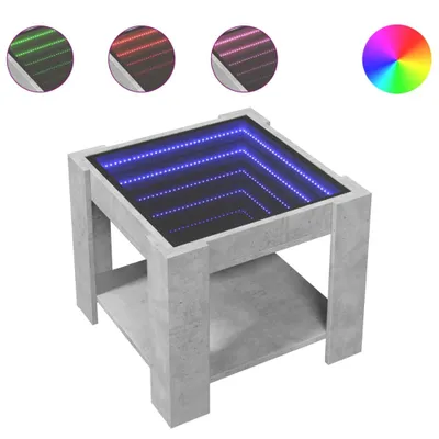 Image de vidaXL Table basse LED gris béton 53x53x45 cm Bois composite