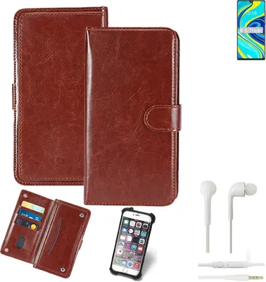 Produktbild von K-S-Trade 360° Hülle kompatibel mit Cubot P40 inkl. Headphones braun Kunstleder Case BookCase WalletCase Kunstlederederhülle Handyhülle,