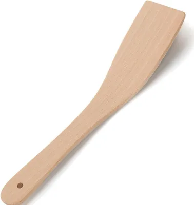 Produktbild von Holzspatel, gebogen, schmal, 29,5 cm | Bratwender aus Holz | Küchenspatel aus Holz | Küchenaccessoires Naturholz