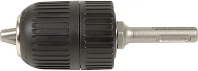 A close-up studio shot of a drill chuck with an SDS adapter attached.