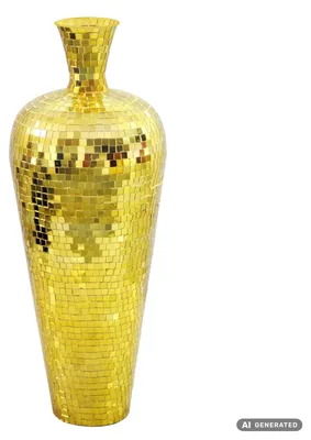 Produktbild von WOHNLING Bodenvase Aluminium 50cm Gold Blumenvase Groß Metallvase im Discokugel Design Modern Dekovase rund für Trockenblumen XL Hoch Deko Handmade, KI-generiertes Bild