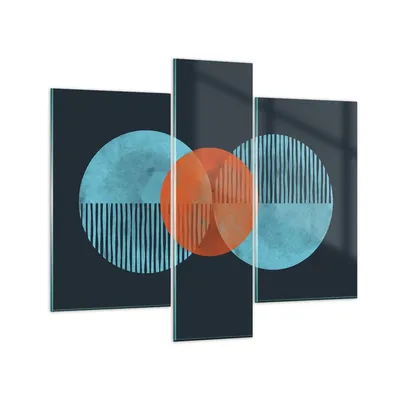 Produktbild von Bilder auf glas - 3 Teile - Abstraktion Räder Gürtel - 95x80cm - Glasbilder - Wandbilder - Bilder - zum Aufhängen bereit - Wanddekoration aus Glas - Glas Bilder - Wandbild auf Glas - GCB95x80-4670