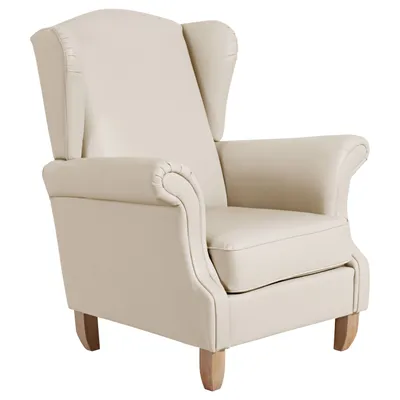 Produktbild von Max Winzer Ohrenbackensessel Verita - Kunstleder beige - Maße: 88 x 84 x 108 cm