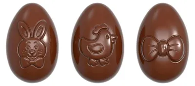 Zdjęcie produktu dla Foremka do czekolady – 3 figurki wielkanocnych jajek, foremka podwójna