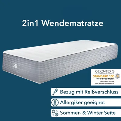 Produktbild von Relaxsan Matratze 140 x 200, H2 und H3, Höhe 30cm, atmungsaktive 2-Seitige-Wendematratze, Boxspringlike mit 4 Komfortmöglichkeiten