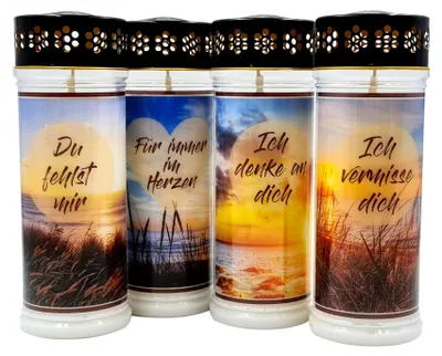 Produktbild von 4er SET Premium 7 Tage Design Grablicht "HORIZONT"