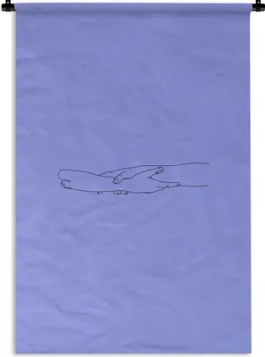 Produktbild von MuchoWow® Wandteppich Wandbehang Hand - Strichzeichnung - Lila 60x90 cm Tapisserie Dekoration Wandtuch - Foto-Teppich - Abwaschbar