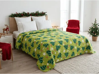 Produktbild von Tagesdecke WEIHNACHTSBAUM, grün 170x210