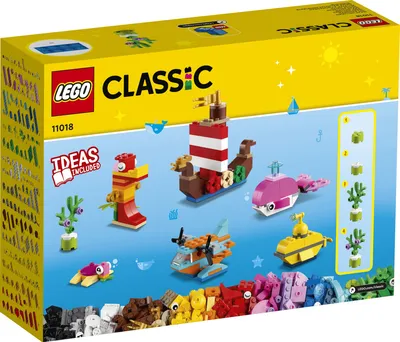 Zdjęcie produktu dla LEGO 11018 Classic Kreatywna zabawa w morzu, kreatywny zestaw klocków dla dzieci w wieku od 4 lat z wielorybem, żółwiem i konikiem morskim