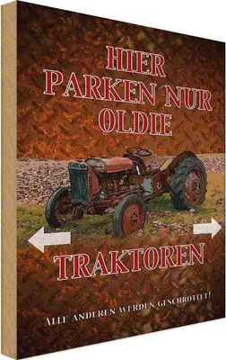 Produktbild von vianmo Holzschild 18x12 cm hier parken nur oldie Traktoren Warnschild Hinweisschild