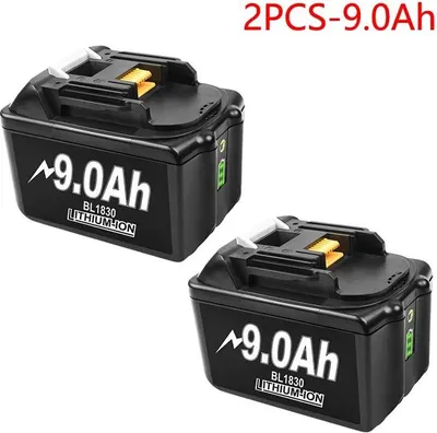 Image de batterie 18V pour Makita, Li-Ion LXT, 9Ah, compatible avec BL1830B/BL1840B/BL1860/BL1890/BL1815 et LXT400, Gris