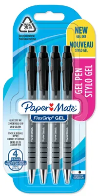 Obrázok produktu pre Papermate FlexGrip Gel, Zasúvacie guľôčkové pero, Čierna, Čierna, Šedá, Guma, Stredná, Kolo
