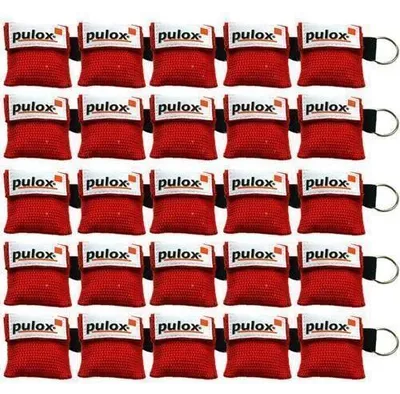Produktbild von 25x Pulox - "RESPI-Key" Schlüsselanhänger Beatmungsmaske Rot