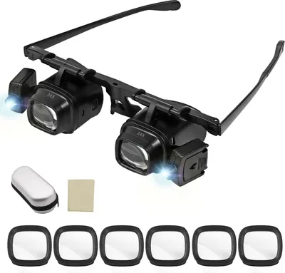 Produktbild von Kopfbandlupe mit Led, Kopf Lupenbrille 2.0X 6.0X 8.0X12.0X 24.0X Vergrößerung, Vergrößerungsbrille, Kopfmontierte Lesebrille für Juweliere, Nähen, Handwerk, Hobbys