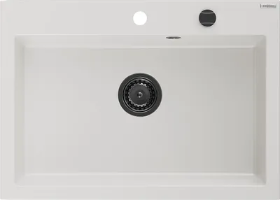 Immagine prodotto di Mexen Elix lavello in granito ad 1 vasca 700 x 500 mm, bianco, sifone nero - 6526701005-20-B