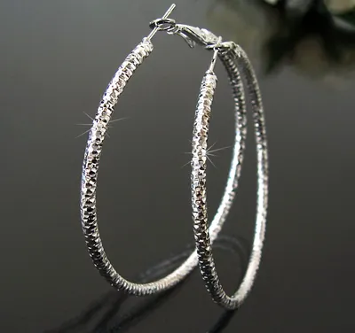 Produktbild von Ohrringe Creolen 6cm Silber plattiert Schmuck Damen Ohrcreolen O111