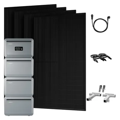 Produktbild von Powerness Balkonkraftwerk mit Speicher,Growatt NEXA 2000 Speicher und 3x NEXA2000E Erweiterungsakku,4x 500W Solarmodule, 4x Balkon-Halterung(Silber)
