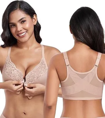 Zdjęcie produktu dla Biustonosz damski z zapięciem przodu racerback mocne wsparcie duże rozmia
