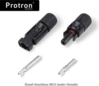 Produktbild von Protron Adapter Stecker für PV Photovoltaik Solarpanel Solarmodule - Einzel-Anschluss MC4 (male + female)