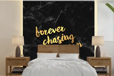 Produktbild von MuchoWow® Fototapete für Wohnzimmer oder Schlafzimmer Wandtapete Vinyl Motivtapete Zitat - Sonne - Gold - Schwarz - 350x350 cm - Schlafzimmertapete