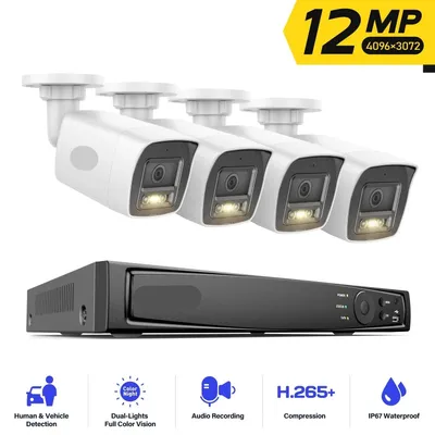 Zdjęcie produktu dla Kamera monitoringu IP – kamera PoE – kamera bezpieczeństwa – 12 megapikseli – wykrywanie ruchu – IP67