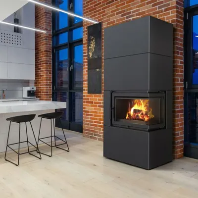 Produktbild von KAMINEINSATZ SIMPLE BOX 8 KW Ø 200 RECHTS SCHWARZMIT TÜRFEDER Einhaltung der BImSchV 2