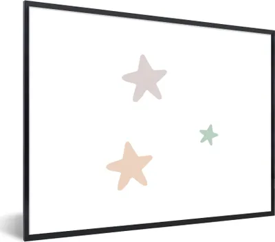 Produktbild von MuchoWow® Gerahmtes Poster Sterne - Pastell - Mädchen - Jungen - Kinder 40x30 cm - Poster mit Schwarzem Bilderrahmen Wandposter Rahmen Foto Bilder - Kunstposter - Wanddekorationen