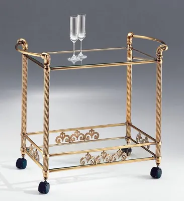 Produktbild von Casa Padrino Luxus Servierwagen Messing / Antik Bronze / Schwarz 86 x 48 x H. 72 cm - Rechteckiger Messing Trolley mit Glasplatten - Hotel & Restaurant Accessoires - Luxus Qualität - Italy