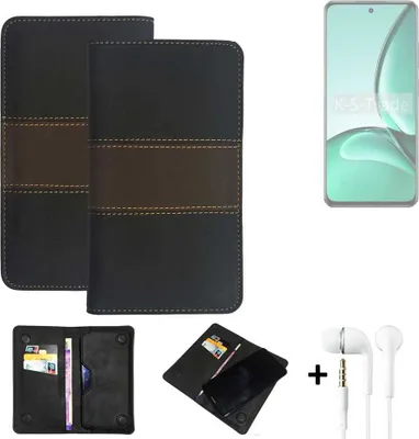 Produktbild von K-S-Trade Handyhülle + Kopfhörer kompatibel mit Realme V60s Schutzhülle Walletcase Bookstyle Tasche Schutz Case Hülle Wallet Cover Kunstleder