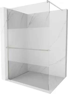 Image de Mexen Kioto+ Paroi de douche avec étagère Walk-in 70 x 200 cm, transparent/mat, nickel brossé - 800-070-121-97-35