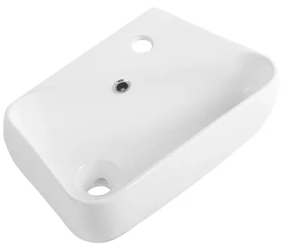 Obrázok produktu pre sklokeramikaO – Keramické umývadlo – na stenu aj na dosku – Tropea – biela lesklá – 45,5 × 27,5 cm
