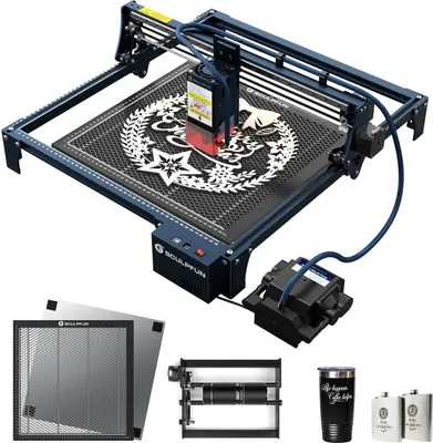 Produktbild von SCULPFUN S30 PRO MAX Kit--S30 PRO MAX, automatische Luftunterstützung,Y-Achsen-Rotationswalze und 400*400mm Wabenplatte