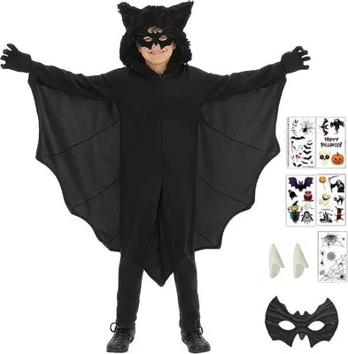 Obrázek produktu pro Dětský kostým - upírská plášť s kloboukem - netopýrová maska - ideální pro Halloween - ShopFlot