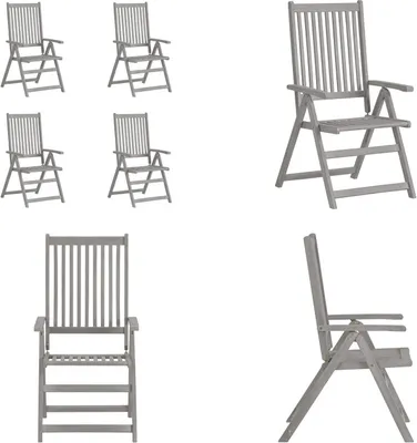Image de vidaXL Chaises de jardin réglables 4 pcs. Gris Bois massif Acacia - Chaise de jardin - Chaise - Chaises