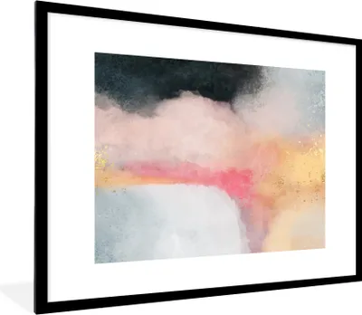 Produktbild von MuchoWow® Gerahmtes Poster Malerei - Abstrakt - Design 80x60 cm - Poster mit Schwarzem Bilderrahmen Wandposter Rahmen Foto Bilder - Schlafzimmer-Dekorationen - Fotoposter