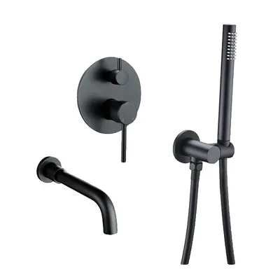 Immagine prodotto di Soffione doccia, doppio comando, montaggio a parete, nero opaco-210 mm