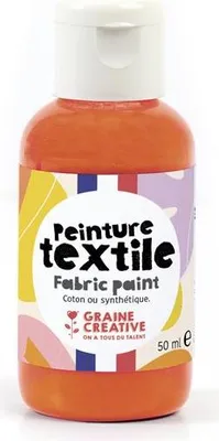 Image de Peinture Textile Orange Fluo 50ml - Graine Creative