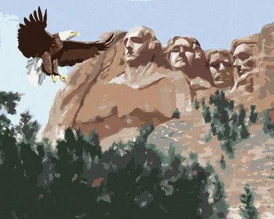 Obrázek produktu pro Zuty - Diamantové malování - OREL U MOUNT RUSHMORE (D. RUSTY RUST), 40x50 cm, vypnuté plátno na rám