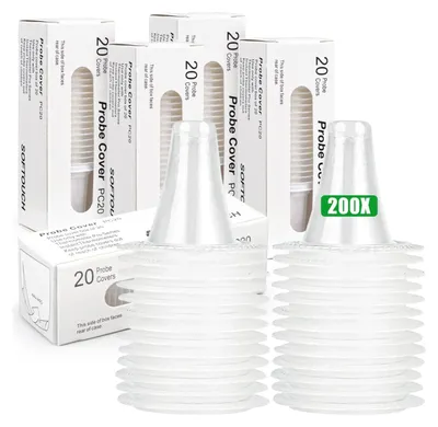 Produktbild von 200 Stück Braun Fieberthermometer Schutzkappen, Braun Fieberthermometer Ohr, Thermometer Ohren, Ersatzschutzkappen für alle Braun Ohrthermometer
