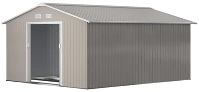 Immagine prodotto di Capanno da giardino in metallo per attrezzi da giardino | Colore: Grigio | Dimensioni: 386x340x200 cm