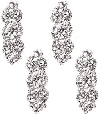 Kristallapplikationen 4 Stück - Strass Bügelpatch - Hochzeit - Brautdusche - Kleider/Schuhe - Hochwertiges Material - Strass