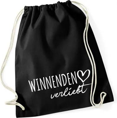 Produktbild von Huuraa Turnbeutel Winnenden verliebt 12 Liter Black Baumwolle Rucksack Geschenkidee