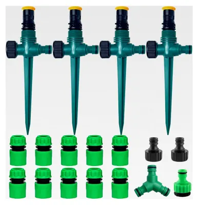Produktbild von Multifunktionaler Gartensprinkler, 360° drehbarer Rasensprenger mit Schlauchkupplung 1/2 und Y, für die Gartenbewässerung, automatische Bewässerung (Set 1)