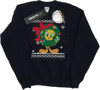 Produktbild von Looney Tunes - "Tweety Pie Christmas Fair Isle" Sweatshirt für Damen BI8333 (S) (Schwarz)