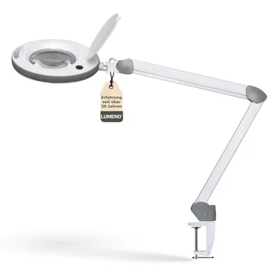 Produktbild von Lumeno LED Lupenleuchte Serie 851X mit 152mm Echtglaslinse, dimmbar, Grau, Größe: 5 Dioptrien