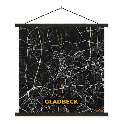 Produktbild von MuchoWow® Textilposter Gold - Deutschland - Karte - Stadtplan - Gladbeck 40x40 cm mit schwarzem Rahmen - Fotos